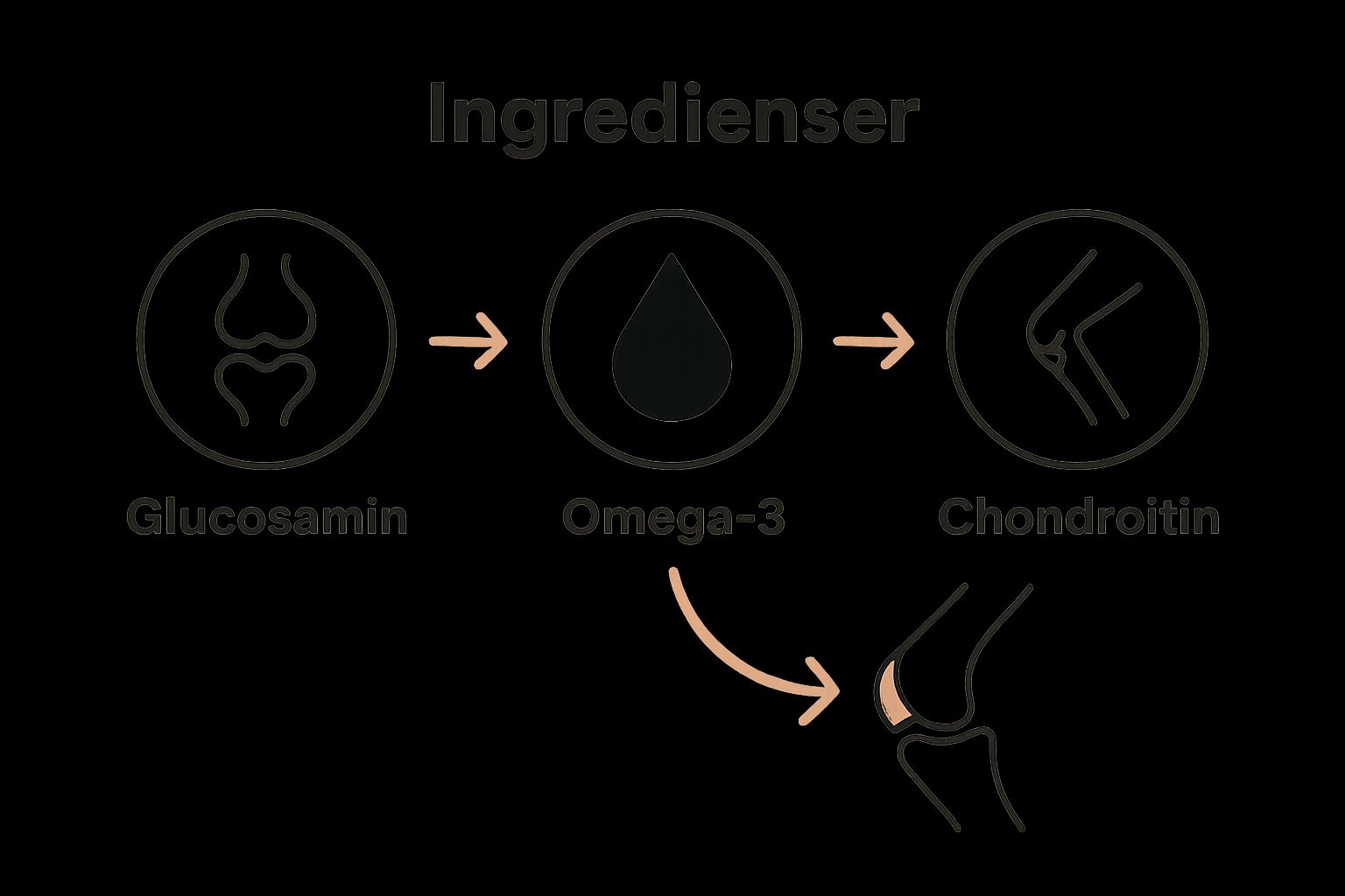 Three ingredient icons illustrating joint supplement benefits for dogs