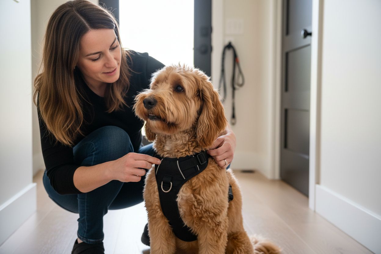 sætte sele på hund