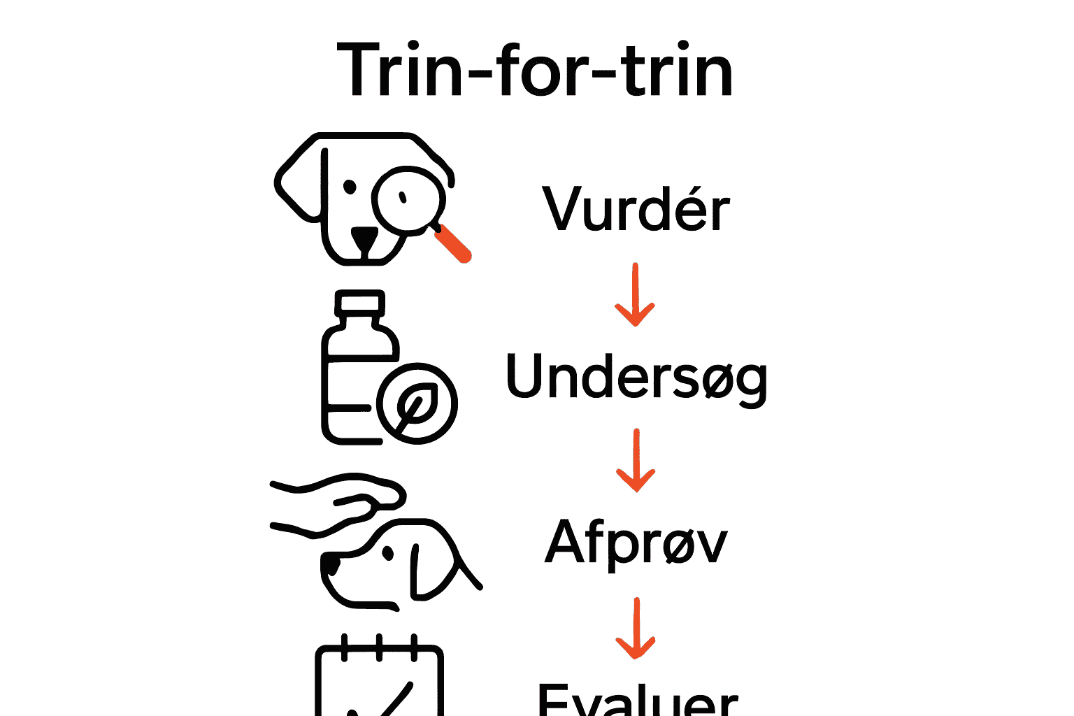 Infografik over valg af hundeplejeprodukter trin for trin