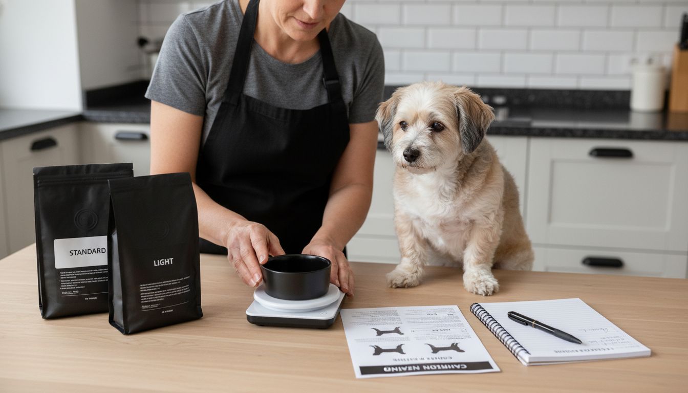 measuring dog food portions