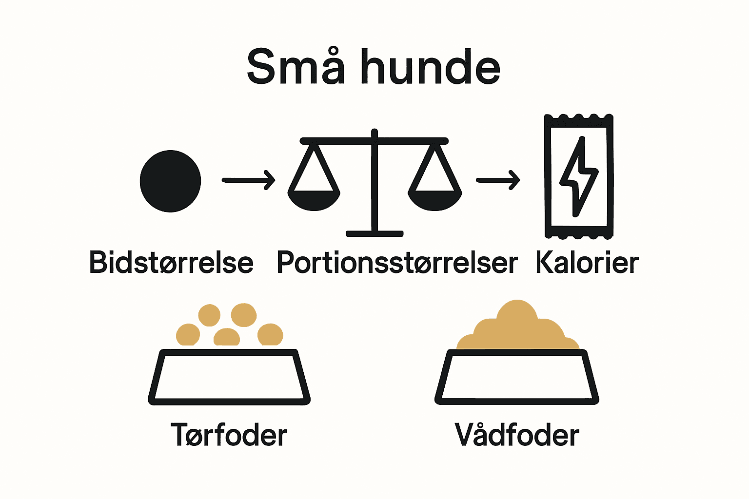 Infografik over vigtige ernæringsbehov for små hunderacer