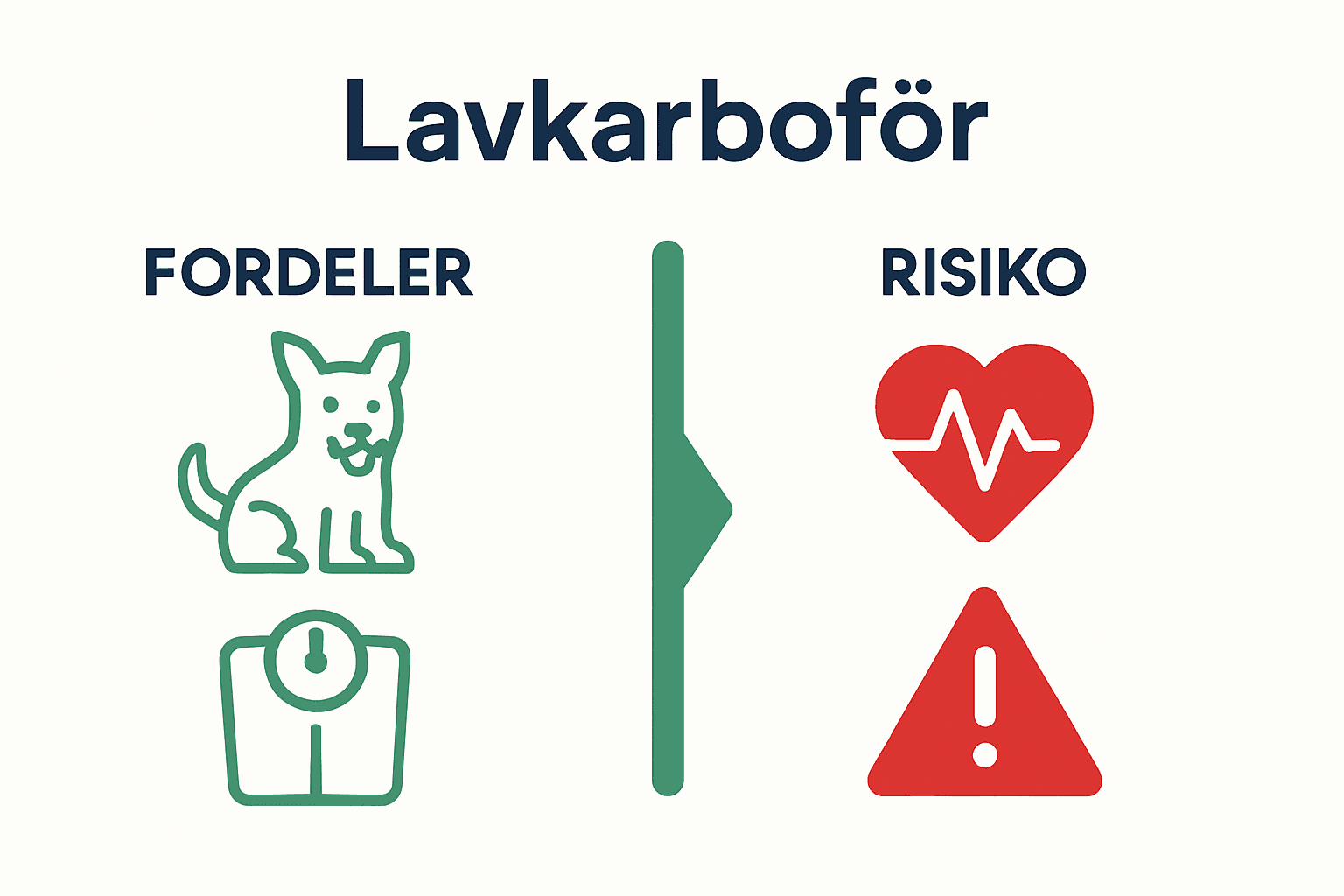 Infographic showing key benefits and risks of low-carb dog food