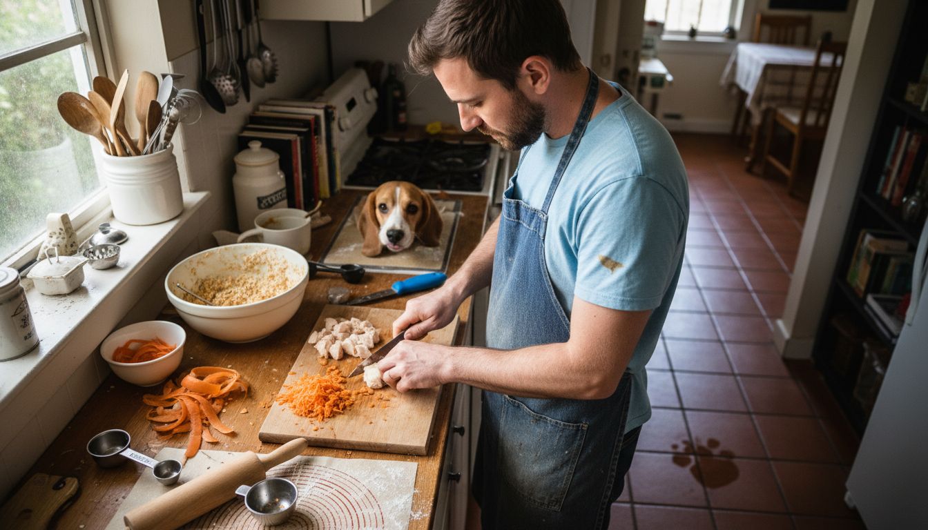 Preparing nutritious dog treats in kitchen