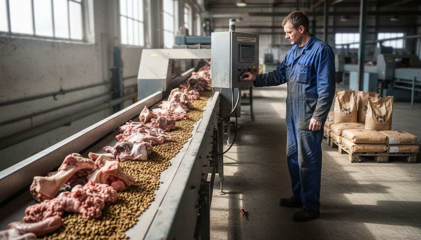 Slik foregår produksjonen av hundemat på fabrikken