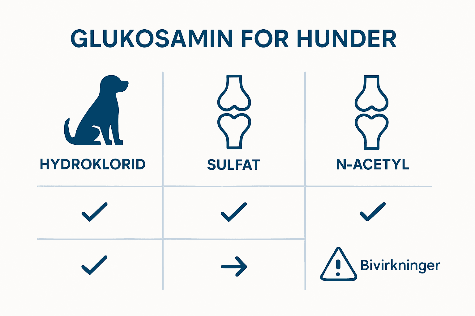 Infografikk: Forskjeller på ulike typer glukosamin til hund