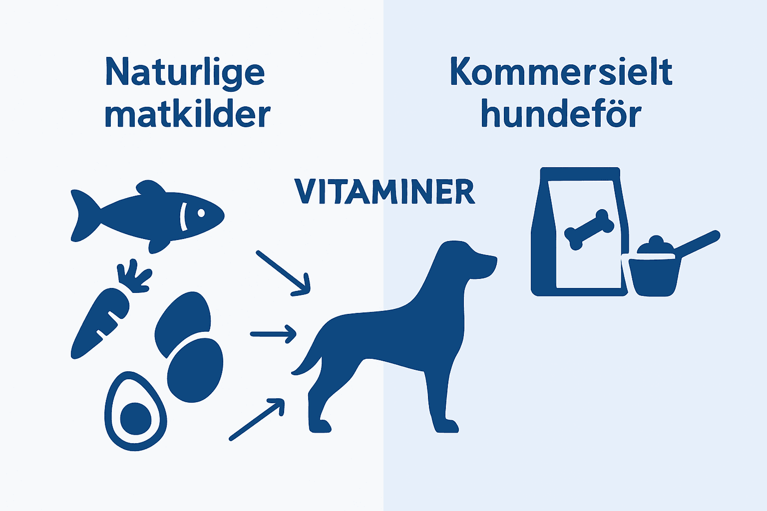 Infografikk: Sammenligning av ulike kilder til vitaminer for hunder