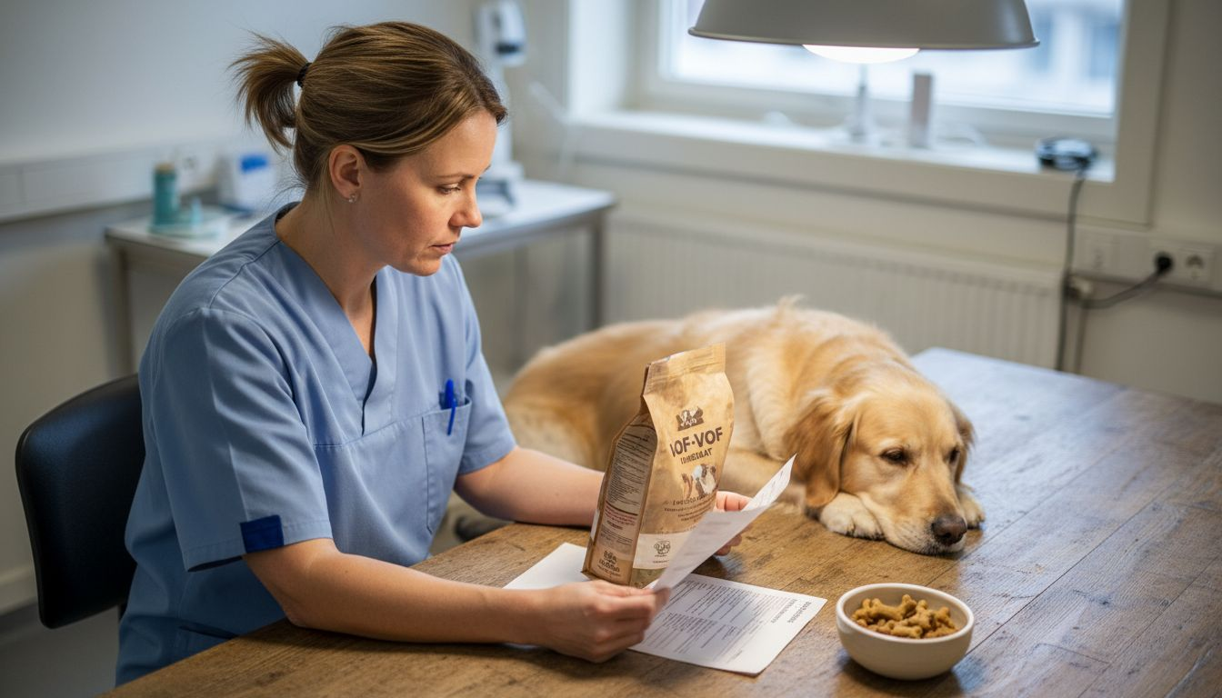 Veterinæren undersøker hundematen for stoffer som kan utløse allergi