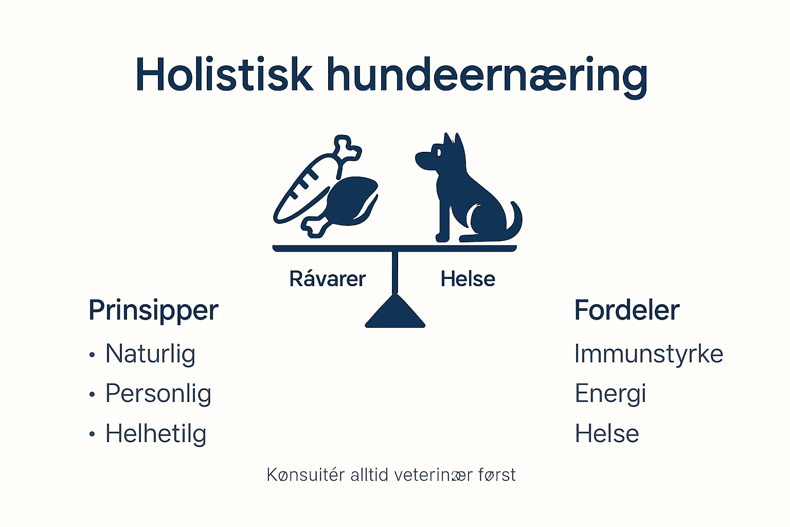 Infografikk: Sentrale prinsipper for helhetlig ernæring til hund