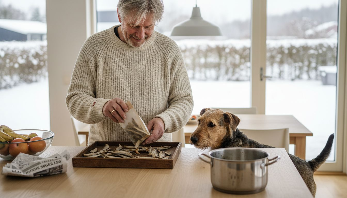 Hunden forkæles med godbidder lavet af naturlige ingredienser.