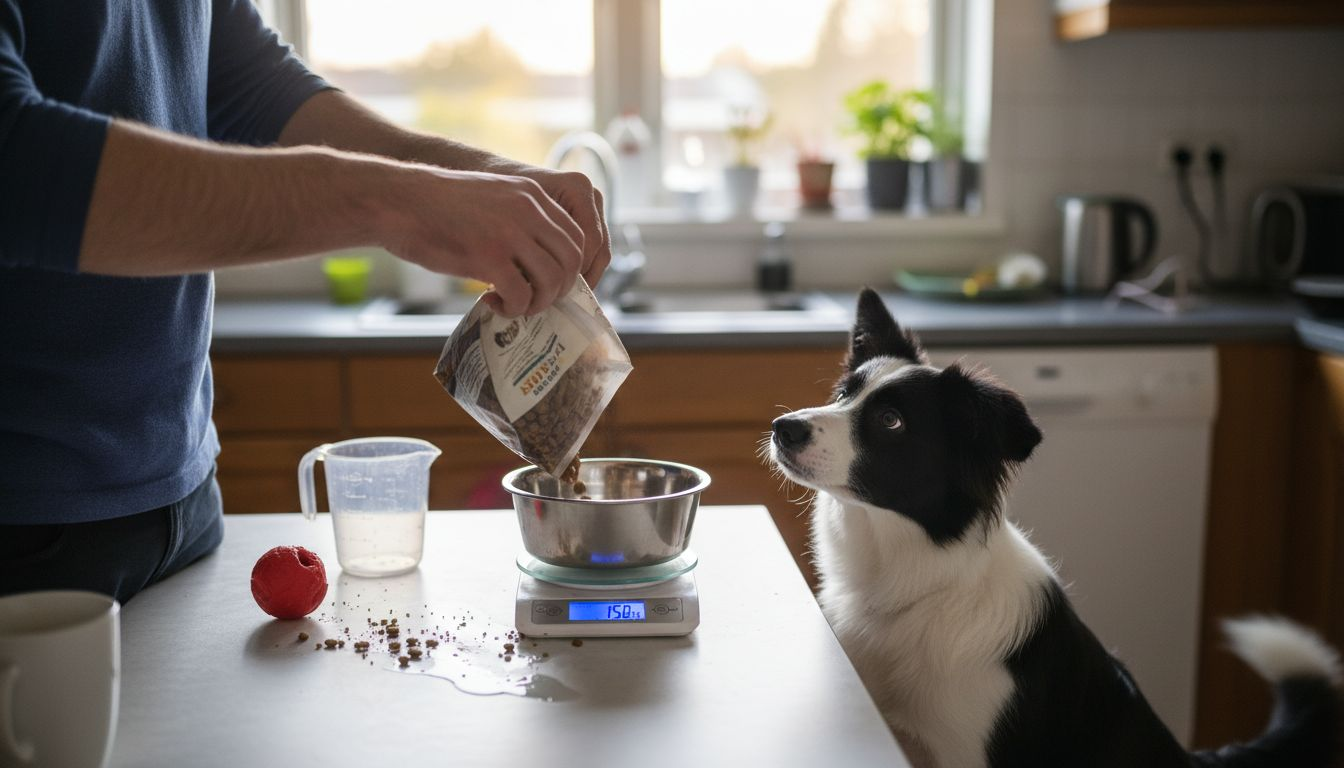 Valpematen veies nøye opp på kjøkkenvekten.