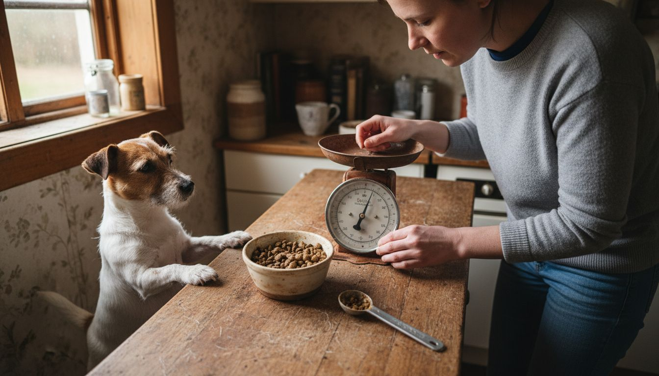 Hunden og eieren veier opp riktig mengde mat sammen