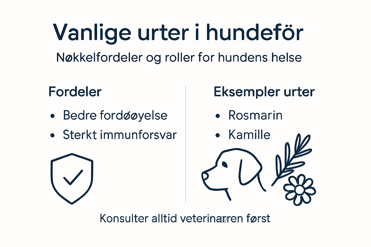 Infografikk: Helsefordeler og populære urter i hundemat