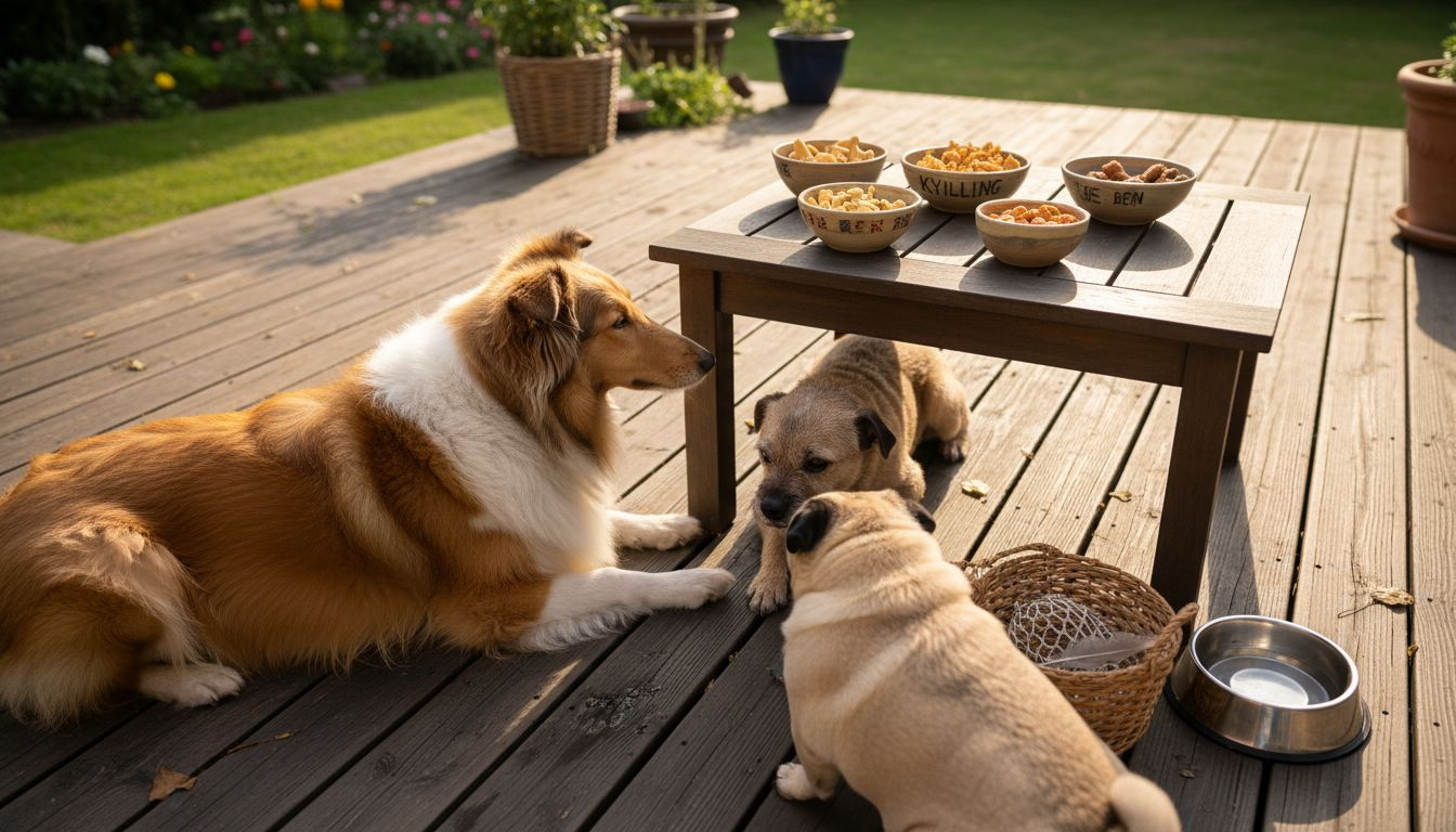 Forskellige hunderacer smager på nye godbidder