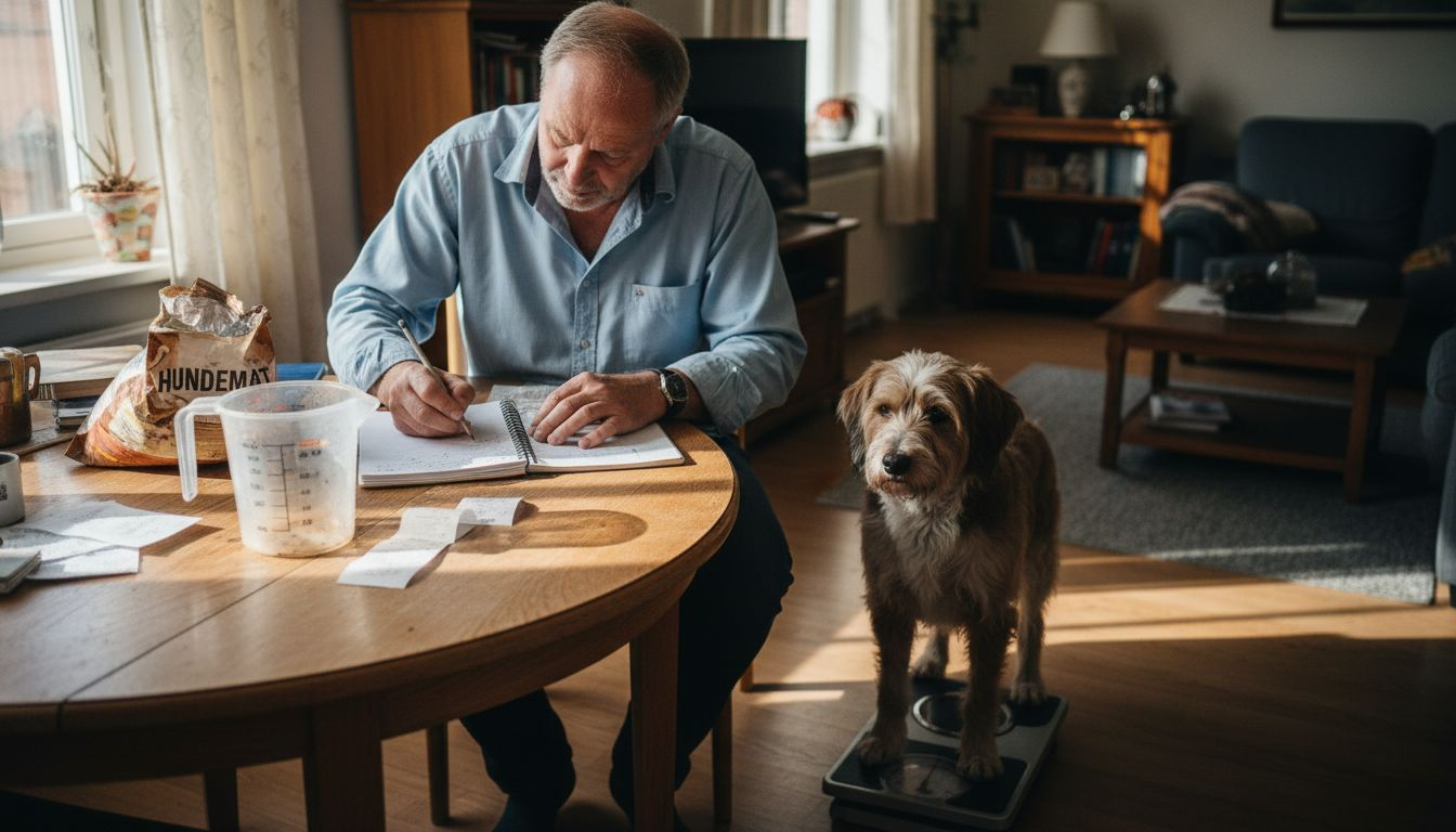 Før opp hva hunden spiser i en ernæringsdagbok, og vei hunden jevnlig.
