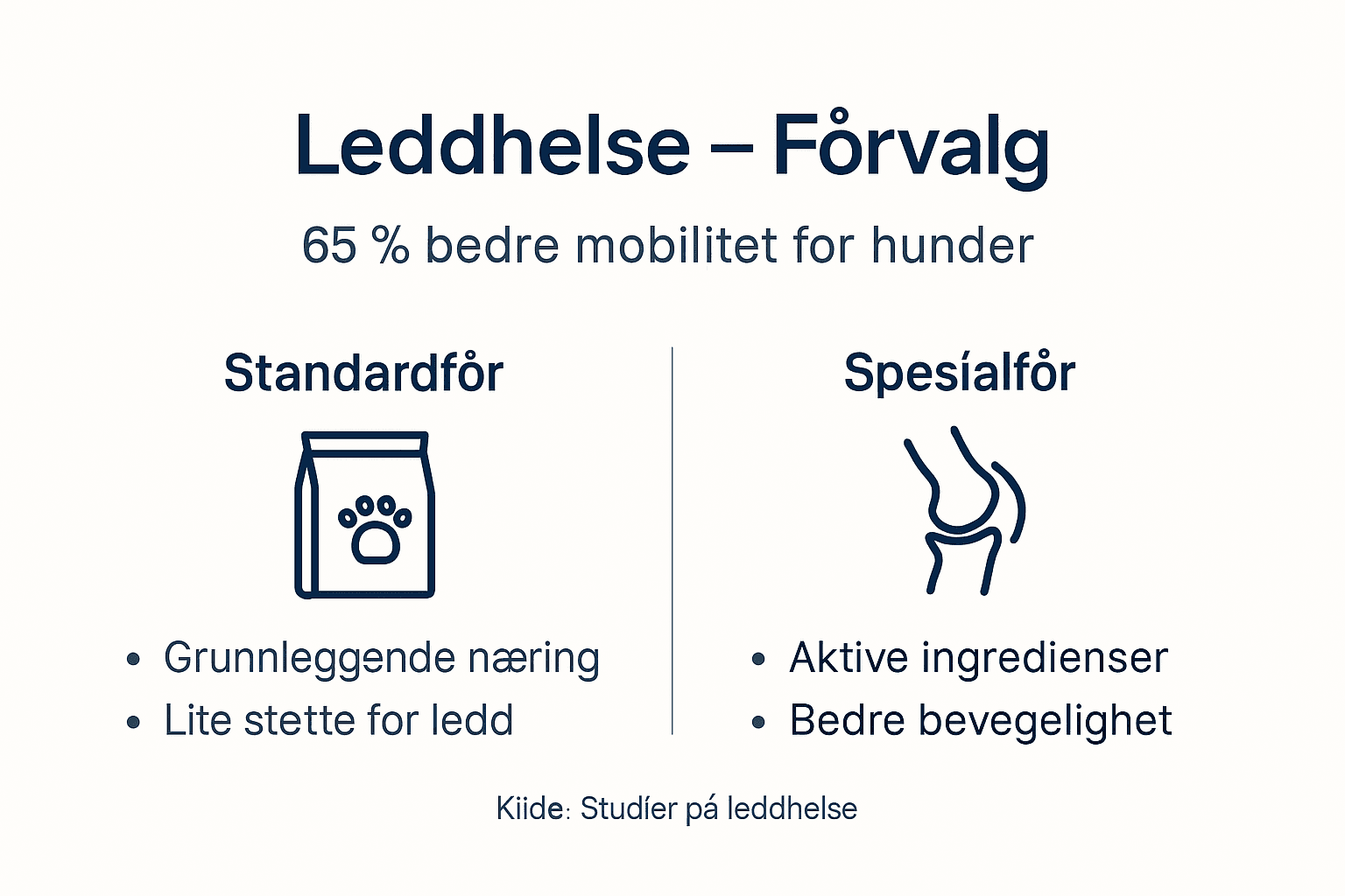 Sjekk vår infografikk som gir deg en oversikt over de beste hundefôrtypene for sunne og sterke ledd.