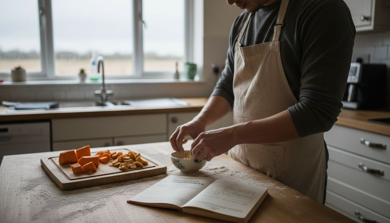 En person står i køkkenet og laver lækre godbidder til sin hund fra bunden.