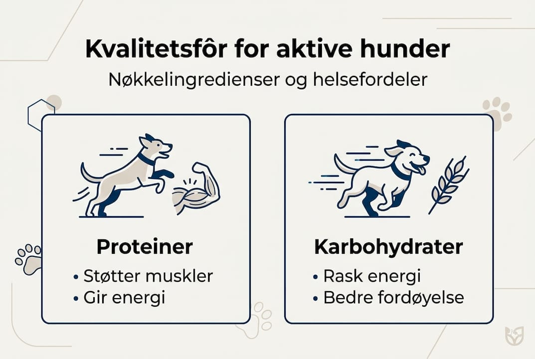 Infografikk: Hvorfor kvalitetsfôr er viktig for hunder med høyt aktivitetsnivå