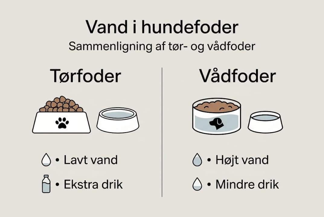 Grafisk oversigt: Hvor meget vand er der i tørfoder og vådfoder?