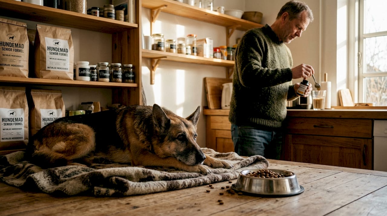Ældre hund får særligt tilpasset kost på grund af nyreproblemer