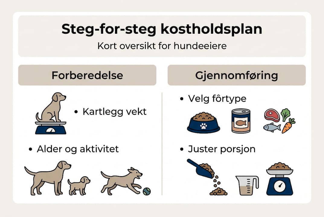 Infografikk: Slik lager du en fôringsplan for hunden din, trinn for trinn