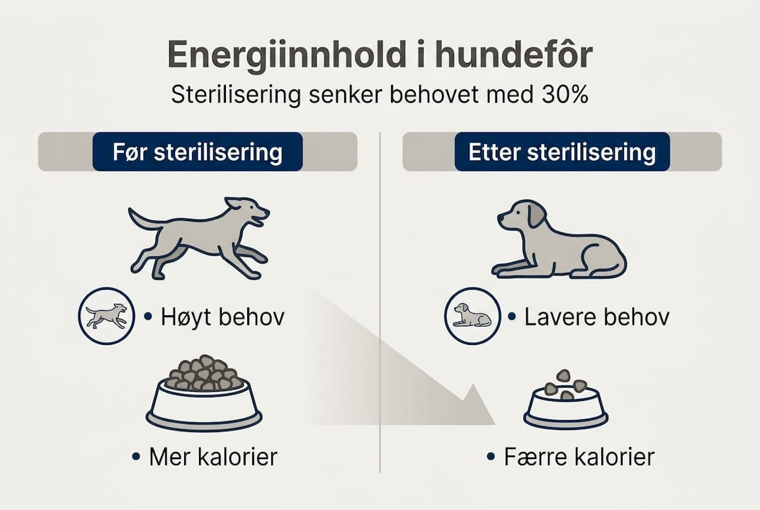Grafisk oversikt: Energiinnhold før og etter sterilisering