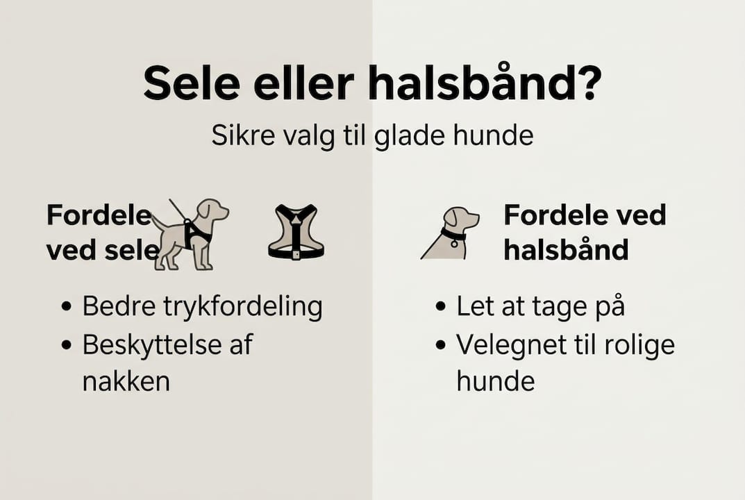 Grafisk oversigt: Fordele ved at bruge sele eller halsbånd til din hund