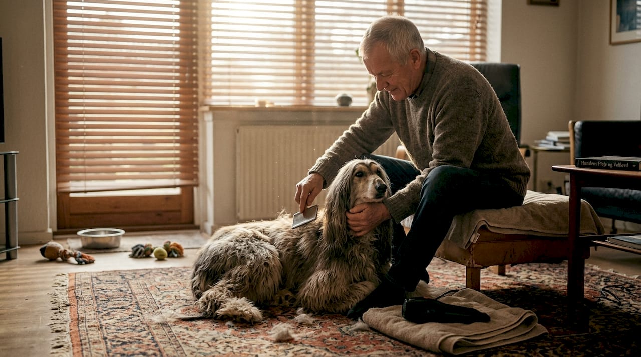 Sådan plejer du din afghaner derhjemme: børstning og tørring