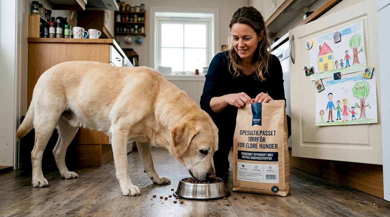 Hunden får spesialfôr hjemme