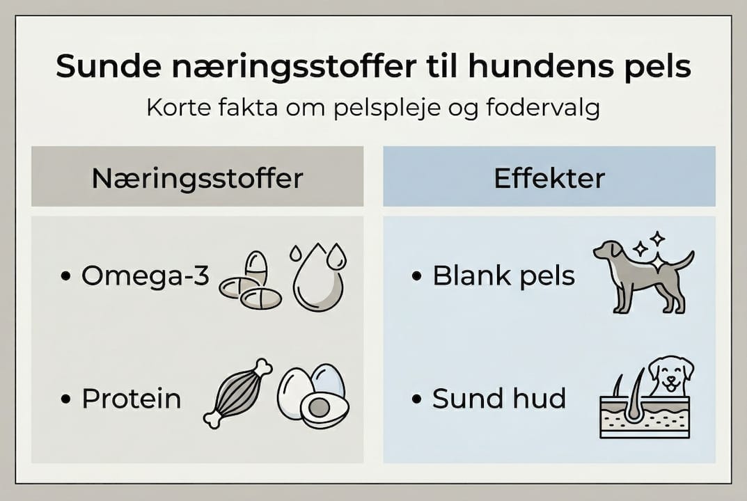 Grafisk oversigt over næringsstoffer i hundens pels og deres betydning