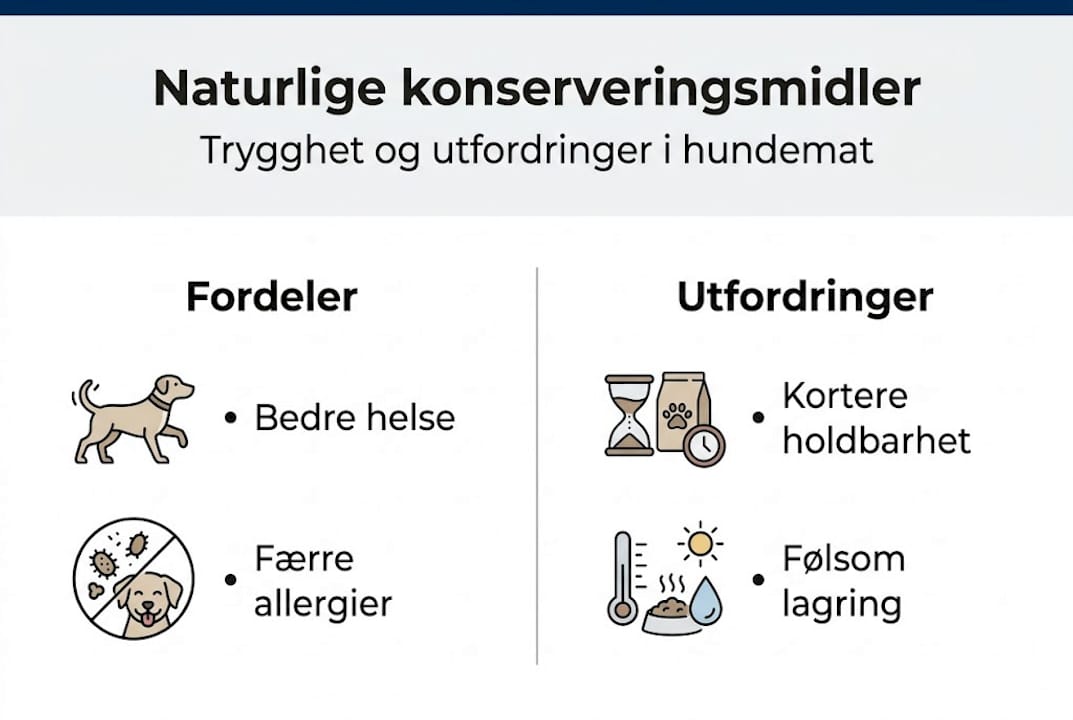 En infograf gir en oversikt over både fordelene og utfordringene knyttet til bruk av naturlige konserveringsmidler.