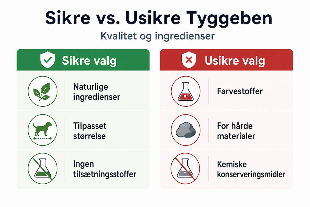 Oversigt over trygge og risikable valg af tyggeben til din hund