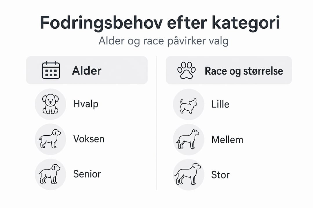 Oversigt over, hvordan hundens alder hænger sammen med dens størrelse