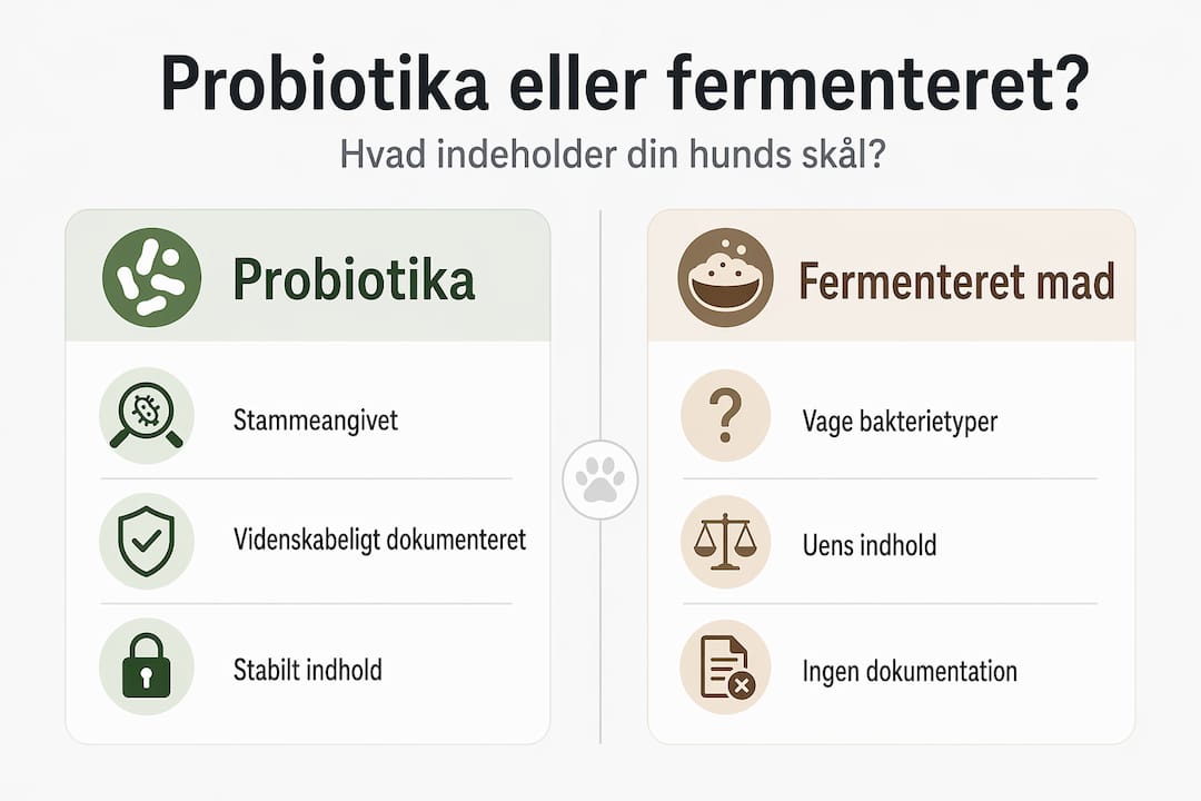 Infografik: Hvad er bedst for din hund – probiotika eller fermenteret foder?