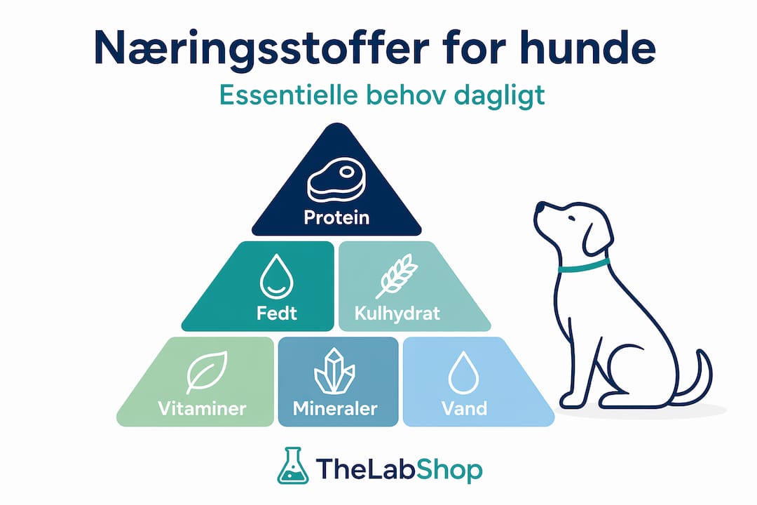 Oversigt over hundens vigtigste næringsstoffer – illustreret i et hierarki