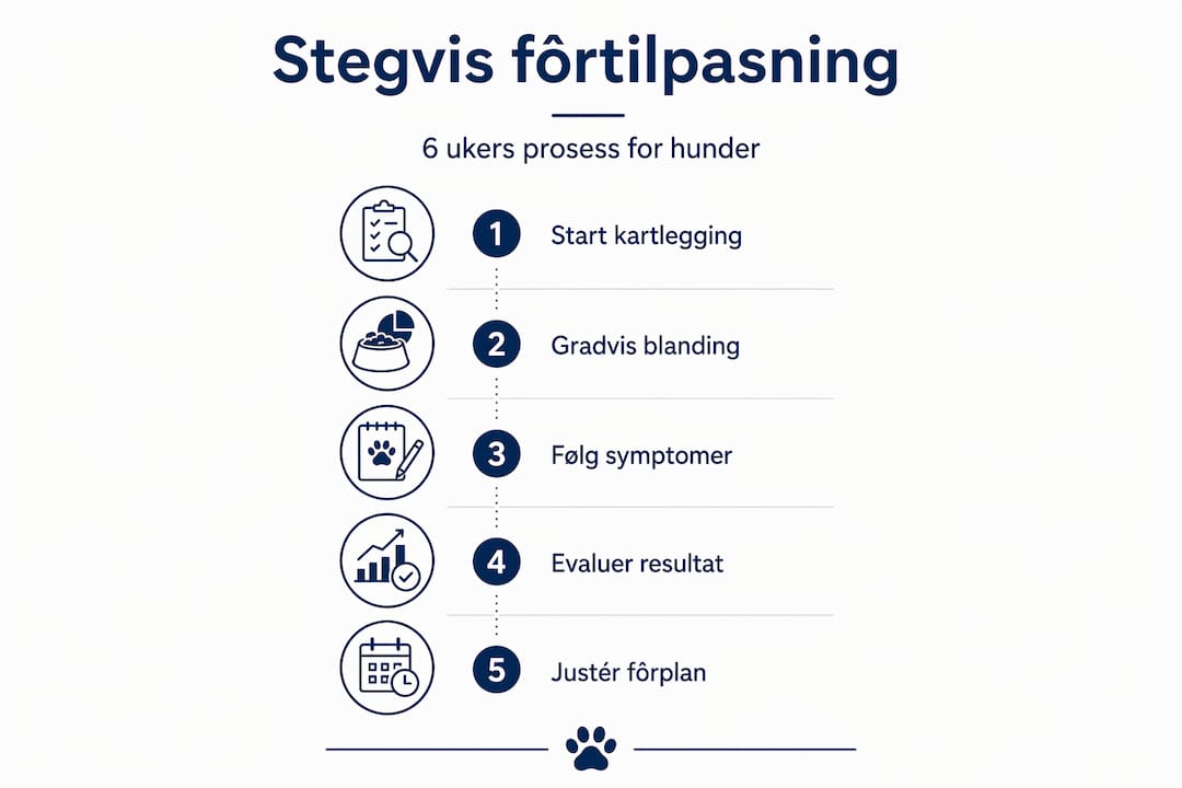 Illustrasjon med trinnvis veiledning for tilpasning av fôr