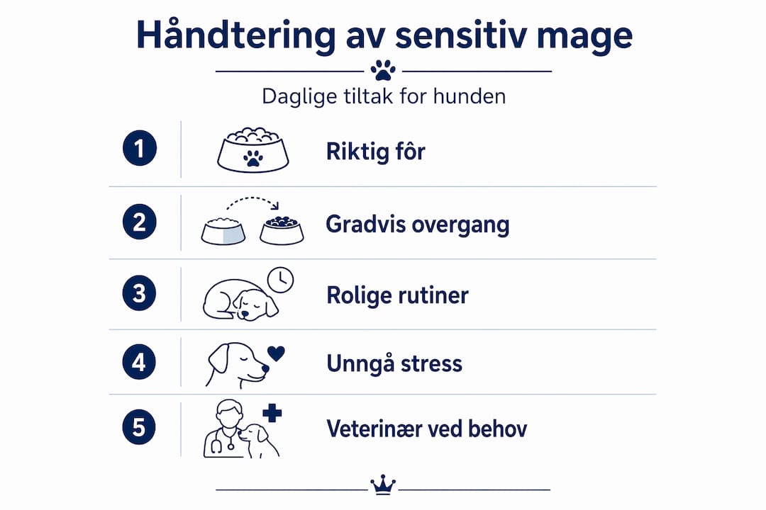 Infografikk: Slik tar du vare på en hund med sensitiv mage – steg for steg