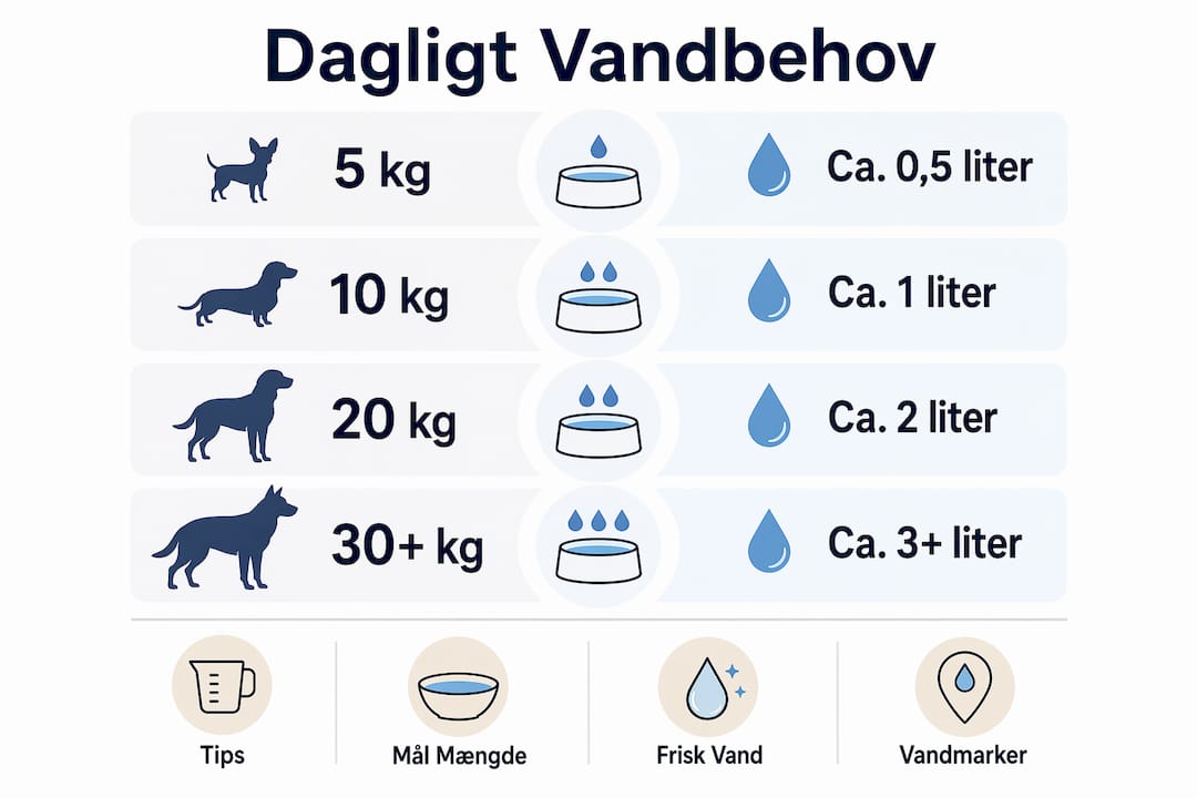 Infografik: Så meget vand har din hund brug for om dagen – afhængig af vægt