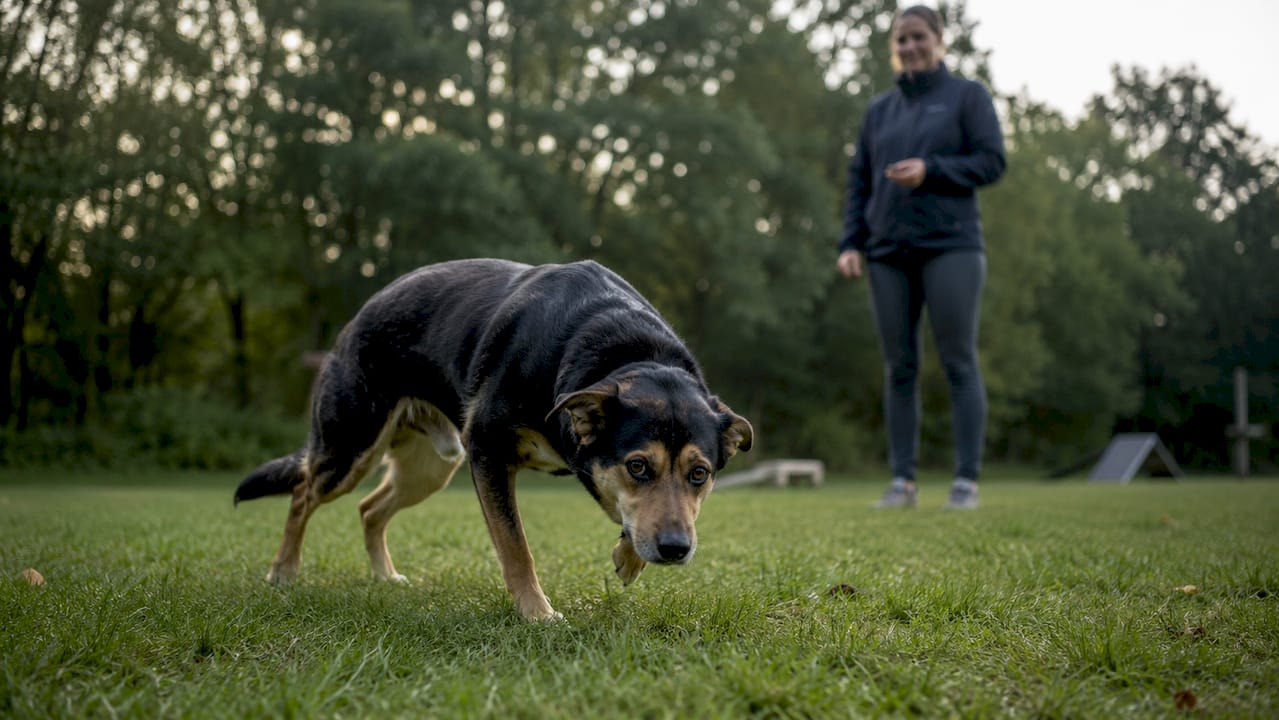 Udendørs træning med hunde, der viser tegn på nervøsitet