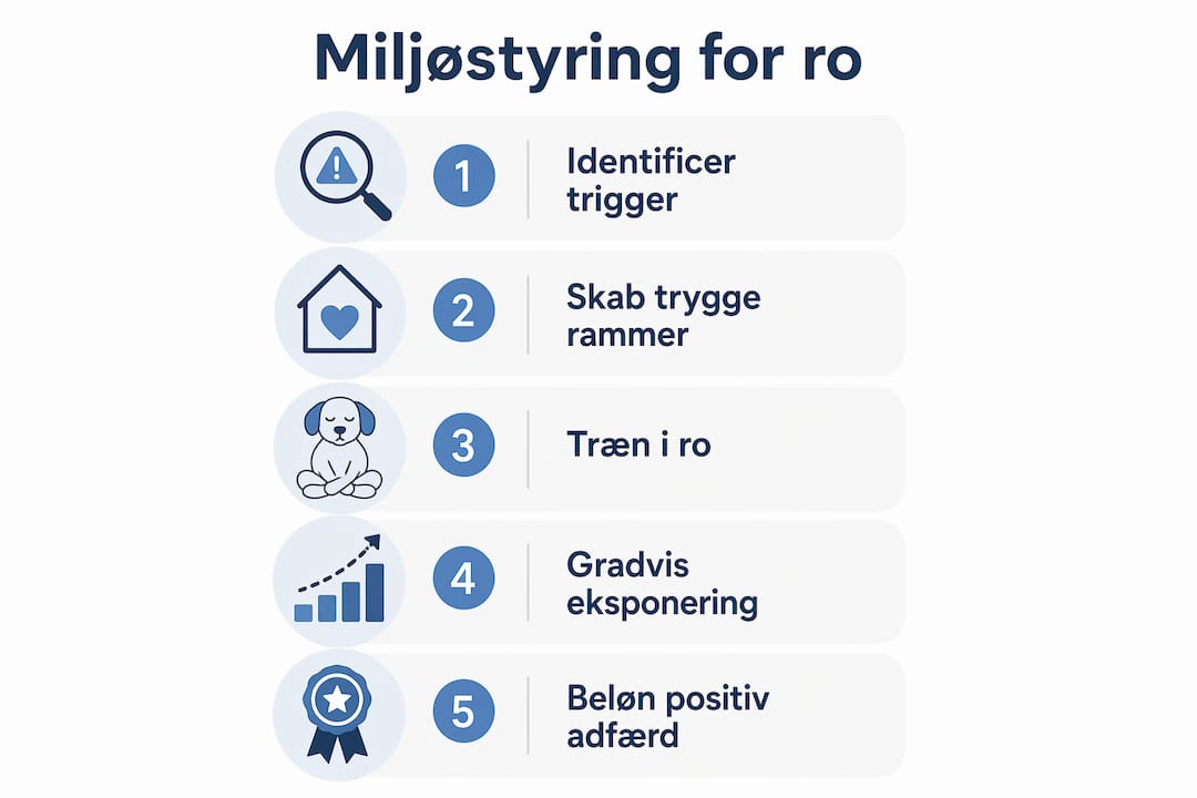 Infografik: Sådan skaber du et trygt miljø for din nervøse hund – trin for trin