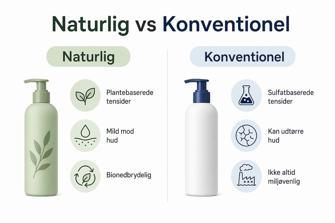 Infografik: Naturlig vs. traditionel hundeshampoo – hvad er forskellen?