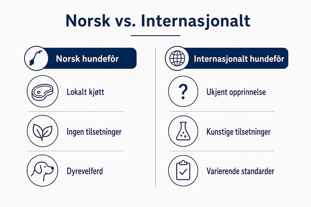 Infografikk: Slik står norsk hundefôr opp mot utenlandske alternativer