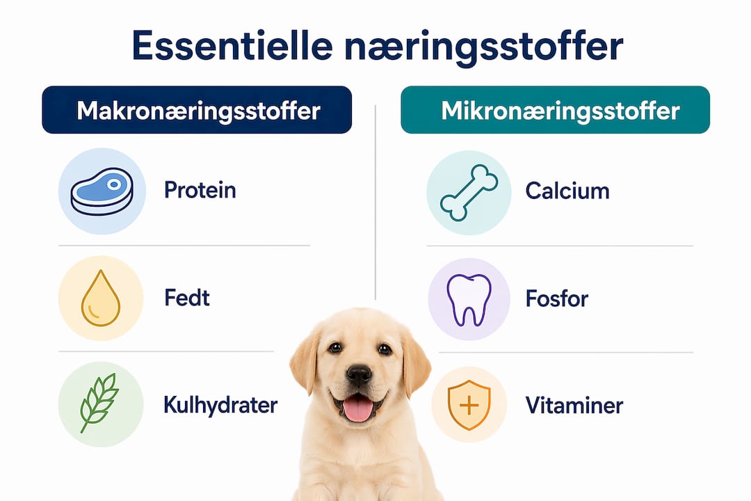 Infografik: De vigtigste næringsstoffer til din hvalps sunde udvikling