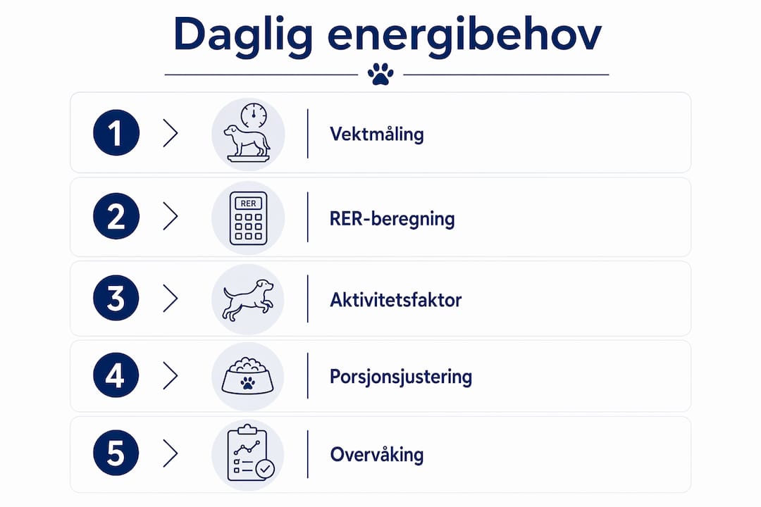 Slik beregner du hundens daglige energibehov – en enkel guide i fem trinn
