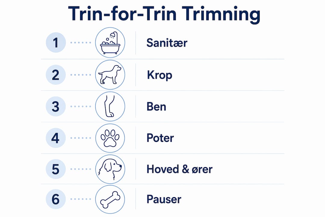 Se en overskuelig infografik, der guider dig gennem hundetrimning – skridt for skridt.