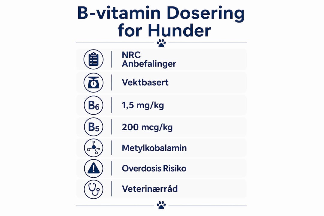 Illustrasjon som viser hvordan du gir riktig dose B-vitaminer til hunden din – steg for steg