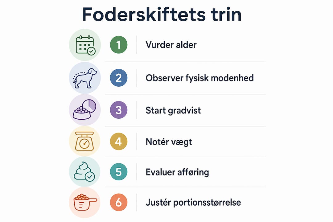 Grafisk guide: Sådan skifter du til voksenfoder – trin for trin