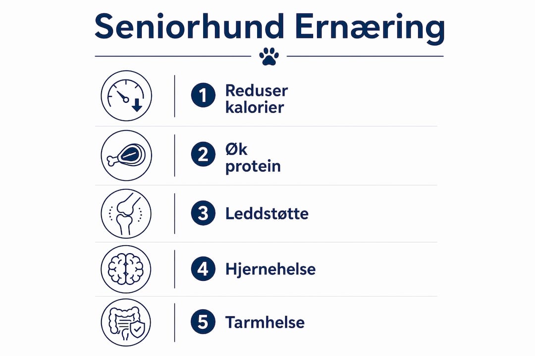 Infografikk: Viktige ernæringsråd for eldre hunder