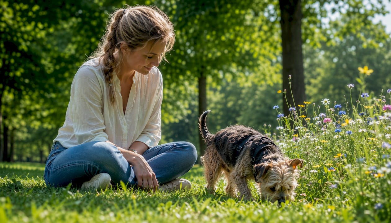 Kvinde aktiverer sin hund mentalt