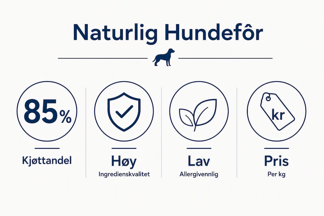Infografikk som gir deg oversikt over hva du bør se etter i naturlig hundemat