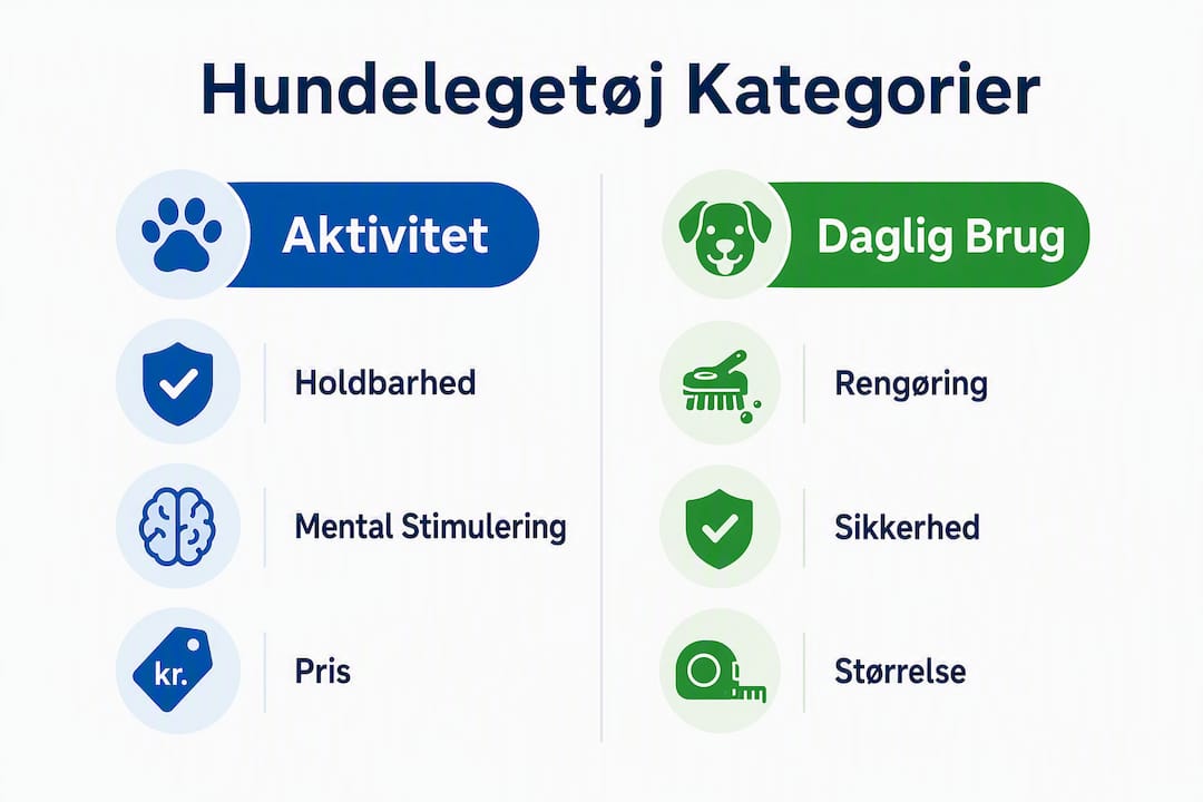 En overskuelig infografik, der viser forskellene mellem forskellige slags hundelegetøj